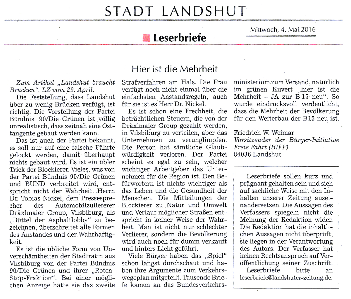 Leserbrief Mai